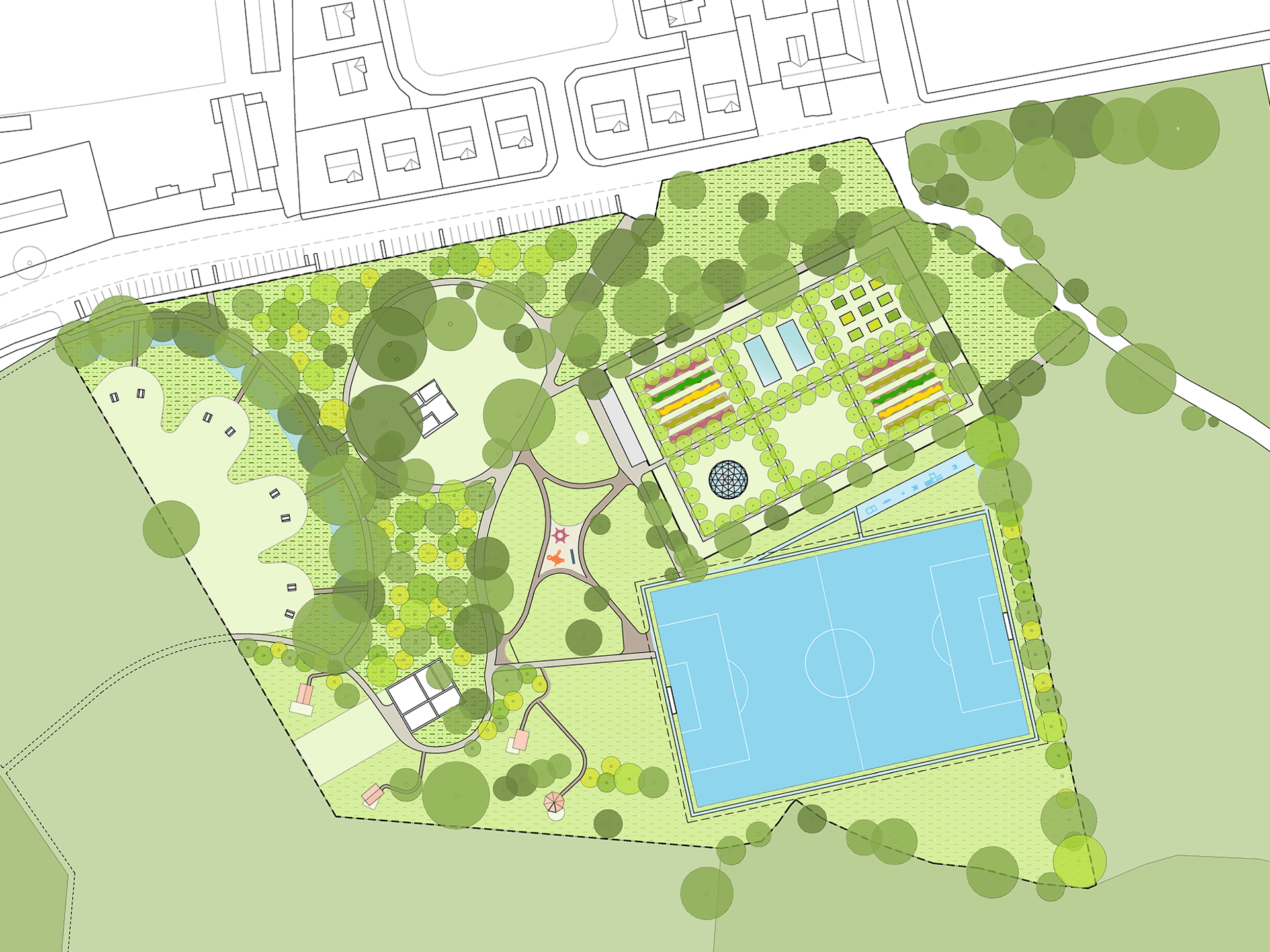 Creation of an outdoor gym and sports pitch for the community to have easy access to an active way of living.