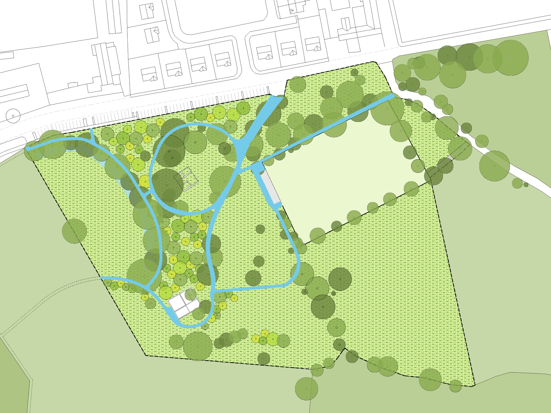 Tracing old historic paths and bringing them back for circulation anddefining landscape zones.